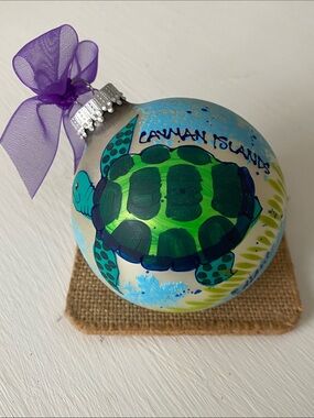 Hand-painted Cayman Islands Sea Turtle Christmas Ornament